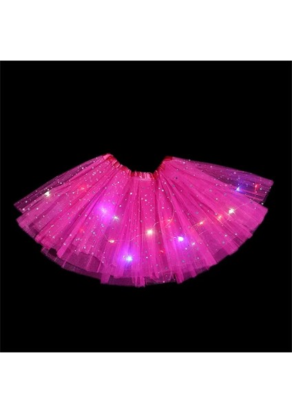 Siyah LED Tül Tutu Etekler Light Up Etek Tutuş Kız Kadın Tüy Hairband Işıklı Bale Dans Eteği Cosplay Karanlıkta Glow Parti (Yurt Dışından)