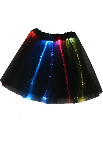 Gençler Veya Kadınlar Için Siyah Kadın Kız Yanıp Sönen LED Işık Up Tül Fiber Optik Tutu Etek Aydınlık Peri Kostüm Doğum Günü Hediyesi Noel Glow Parti (Yurt Dışından)