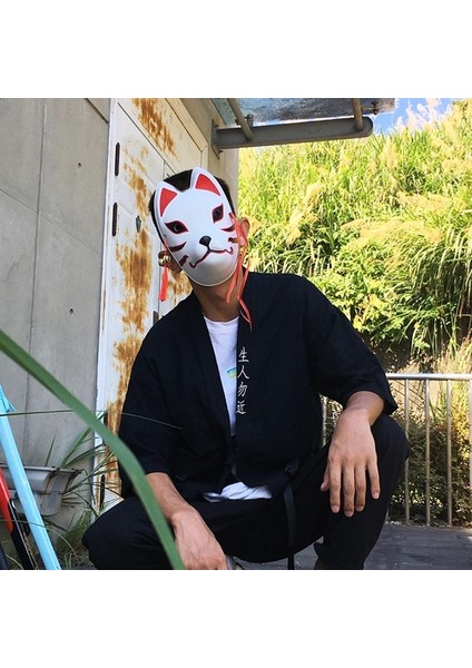 B Anime Şeytan Avcısı Tilki Maskeleri Japon Kedi Maskesi Yarım Yüz Masquerade Festivali Kabuki Kitsune Maskeleri Parti Cosplay Propsani.ağ (Yurt Dışından) indirimleri