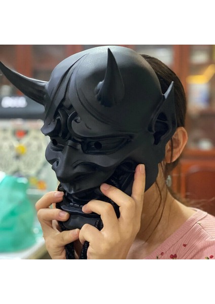 Siyah Yetişkin Unisex Cadılar Bayramı Japon Mühürlü Prajna Şeytan Hannya Noh Kabuki Şeytan Oni Samuray Tam Yüz Maskesi Kırmızı Siyah Mavi (Yurt Dışından) indirimleri