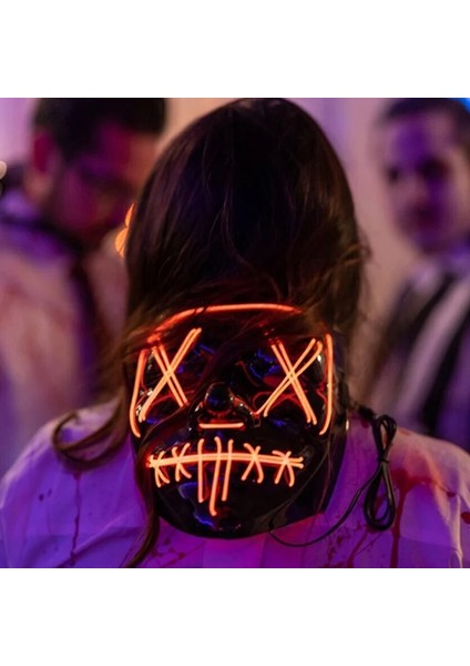 Yeşil 3 Korku Cadılar Bayramı LED Maske LED Neon Işık Up Maske Kostüm Festivali Cosplay Dj Parti Işık Up Maskeleri Seçim Tasfiye Maskara Maskesi (Yurt Dışından) fırsatları