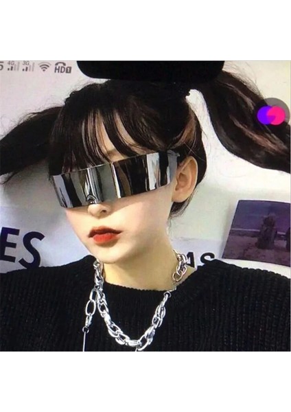 Siyah Gelecek Savaşçı Çerçevesiz Kadın Güneş Gözlüğü Bilim Kurgu Erkekler Sunglass Cyberpunk Uv Koruma Gözlük Retro Gotik Parti Gözlüğü (Yurt Dışından) modelleri
