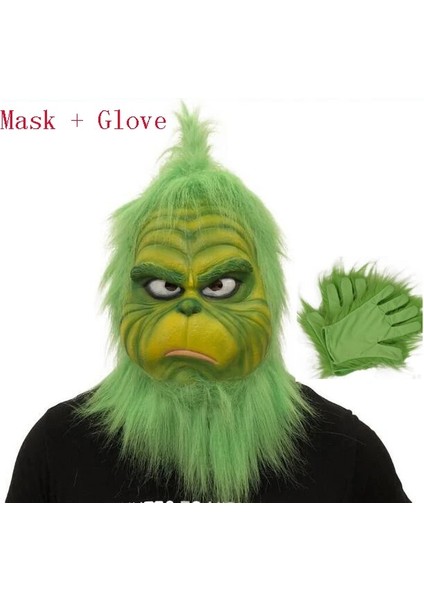 Maskeler ve Eldiven Sevimli Nasıl Noel Yeşil Saçlı Cosplay Maske Lateks Cadılar Bayramı Noel Tam Kafa Lateks Maske Cosplay Kostüm Maske Sahne (Yurt Dışından)