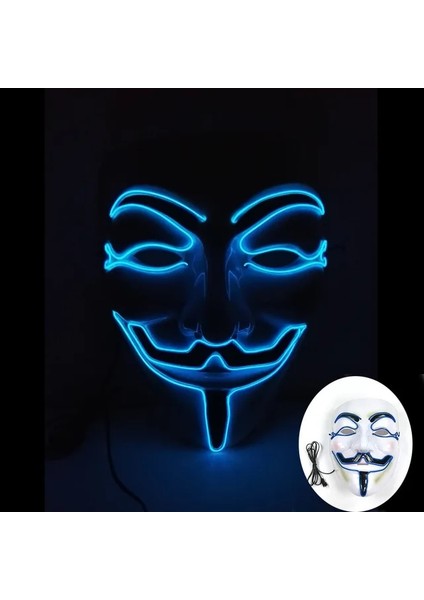 25 Sıcak Cadılar Bayramı Rave Aydınlık Film Tema Maskesi LED Işık Anonim Maske V Vendetta Cosplay Parti Parlayan Tam Yüz Maskesi (Yurt Dışından)