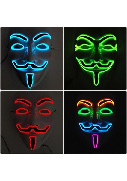 25 Sıcak Cadılar Bayramı Rave Aydınlık Film Tema Maskesi LED Işık Anonim Maske V Vendetta Cosplay Parti Parlayan Tam Yüz Maskesi (Yurt Dışından) fiyatları