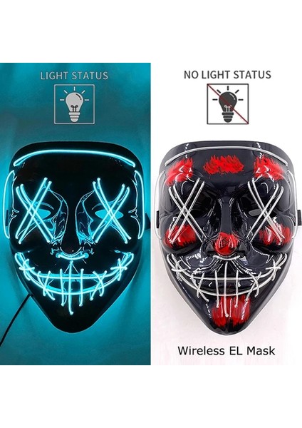 Şeffaf Mavi Cadılar Bayramı LED Maske Maskesi Maskeleri Masque Masquerade Kostüm Dj Partisi Işık Yüz Maskesi Karanlık Cadılar Bayramı Cosplay Malzemeleri (Yurt Dışından)