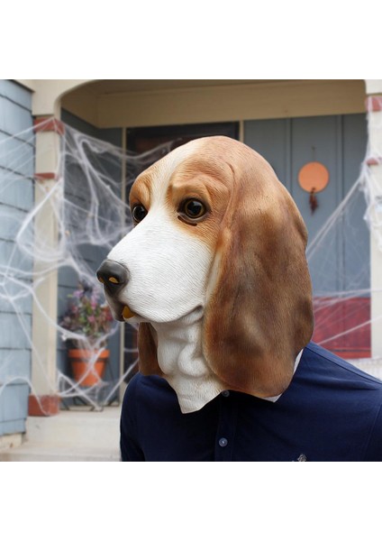 Stil 1 Karnaval Maskesi Cadılar Bayramı Cosplay Komik Hayvan Başlık Lateks Hayvan Maskesi Köpek Kafası Komik Korkunç Prop Görselleştirme (Yurt Dışından) fırsatları