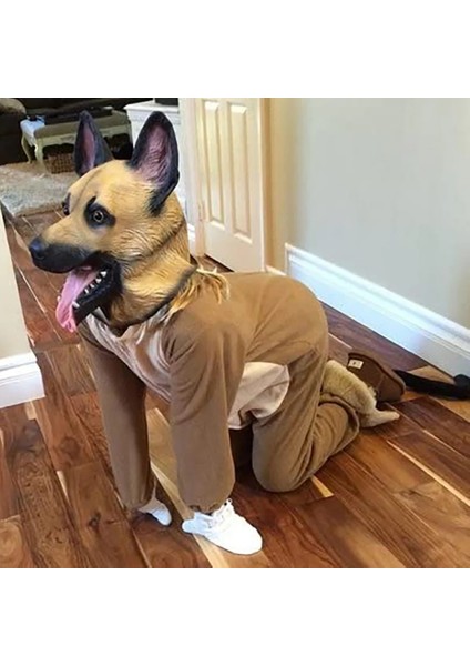 Altın Köpek Kafa Maskesi Cadılar Bayramı Partisi Köpek Kostüm Maskeleri Super Bowl Underdog Kostüm Lateks Hayvan Kafa Maskesi (Yurt Dışından) fiyatları