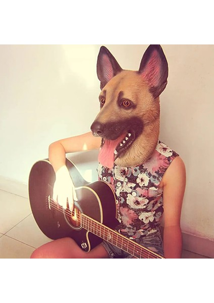 Altın Köpek Kafa Maskesi Cadılar Bayramı Partisi Köpek Kostüm Maskeleri Super Bowl Underdog Kostüm Lateks Hayvan Kafa Maskesi (Yurt Dışından) indirimleri