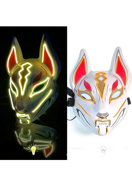 Sarı Cadılar Bayramı Neon LED Tasfiye Maskesi Masque Masquerade Parti Maskeleri Karanlıkta Işık Aydınlık Komik Maskeler Cosplay Kostüm Malzemeleri (Yurt Dışından)