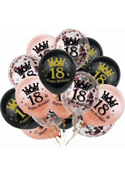 Rosegold-18 15 Adet Lateks Mutlu Doğum Günü Balon 12 Inç Konfeti Balonları 30 40 50 60 70 Yaşında Yıldönümü Düğün Doğum Günü Partisi Dekoru (Yurt Dışından)