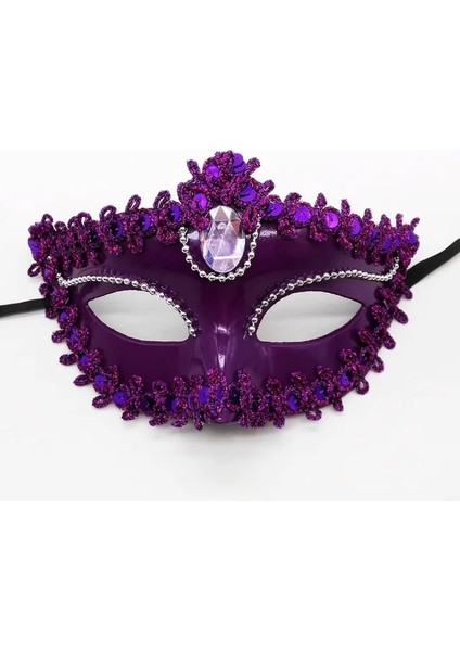 Mor 10 Adet Dantel Mardi Gras Masquerade Maskesi Karnaval Balo Venedik Yarım Retro Kostüm Süslü Elbise Parti Malzemeleri (Yurt Dışından)