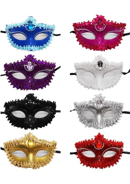 Mor 10 Adet Dantel Mardi Gras Masquerade Maskesi Karnaval Balo Venedik Yarım Retro Kostüm Süslü Elbise Parti Malzemeleri (Yurt Dışından) fırsatları