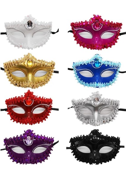 Mor 10 Adet Dantel Mardi Gras Masquerade Maskesi Karnaval Balo Venedik Yarım Retro Kostüm Süslü Elbise Parti Malzemeleri (Yurt Dışından) indirimleri