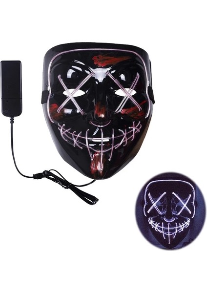X11032I Beyaz LED Neon Işık Maskeleri Aydınlık Cadılar Bayramı Karnaval Partisi Korkunç Korku Sahne Dekorasyon Cosplay Kostüm Malzemeleri Karanlıkta Glow (Yurt Dışından)