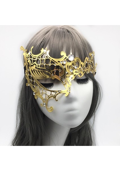 A-3 Siyah Altın Kafatası Metal Maske Cadılar Bayramı Taklidi Yarım Yüz Venedik Masquerade Erkekler Beyaz Kadın Parti Maskesi Cadılar Bayramı Sahne (Yurt Dışından)