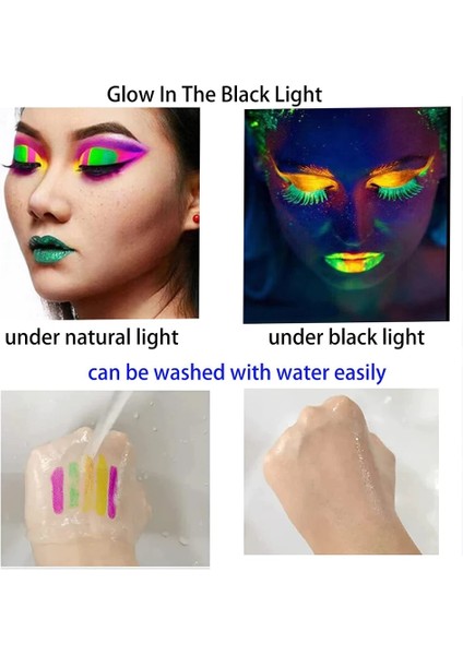 Kağıt Çelenk B Blacklight Neon Ruj Yüz ve Vücut Boyası Karanlıkta Glow Uv Reaktif Light Up Clubbing Kostüm Makyaj Uv Glow Parti Malzemeleri (Yurt Dışından)