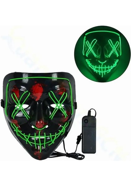 1 Adet Yeşil LED Cadılar Bayramı Maskesi Karanlıkta Parlayan Maskara Cadılar Bayramı Partisi Kostüm Cosplay Maskeleri Korku Sahne Neon Işık Masquerade (Yurt Dışından)