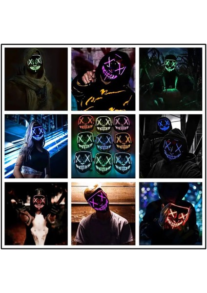1 Adet Yeşil LED Cadılar Bayramı Maskesi Karanlıkta Parlayan Maskara Cadılar Bayramı Partisi Kostüm Cosplay Maskeleri Korku Sahne Neon Işık Masquerade (Yurt Dışından) modelleri