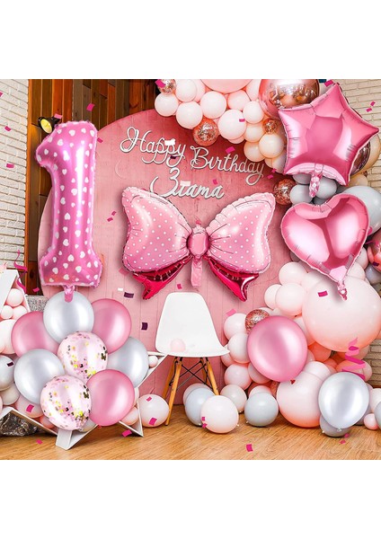 10 Adet 12 Inç Karıştırma M Yay Bebek Kız Pembe Balon Seti 32 Inç Pembe Nokta Numaralandırma Balon Arabası Helyum Topu 1. Doğum Günü Partisi Süslemeleri Bebek Duş (Yurt Dışından)