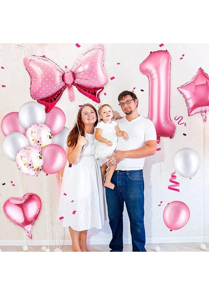 10 Adet 12 Inç Karıştırma M Yay Bebek Kız Pembe Balon Seti 32 Inç Pembe Nokta Numaralandırma Balon Arabası Helyum Topu 1. Doğum Günü Partisi Süslemeleri Bebek Duş (Yurt Dışından)