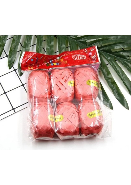 Kırmızı 6 Adet/paket 5mm * 10 M Balon Halat Folyo Balon Lazer Şerit Hava Balonu Sarma Dokunun Ev Düğün Doğum Günü Partisi Dekorasyon (Yurt Dışından)