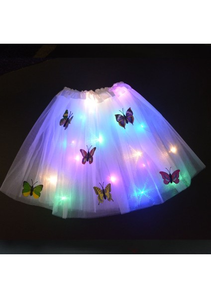 1 Adet Pembe Saç Halat Prenses Kız Kelebek Işık Tutu LED Etek Glow Çiçek Çelenk Taç Bandı Parti Cadılar Bayramı Noel Düğün Doğum Günü Hediyesi (Yurt Dışından)