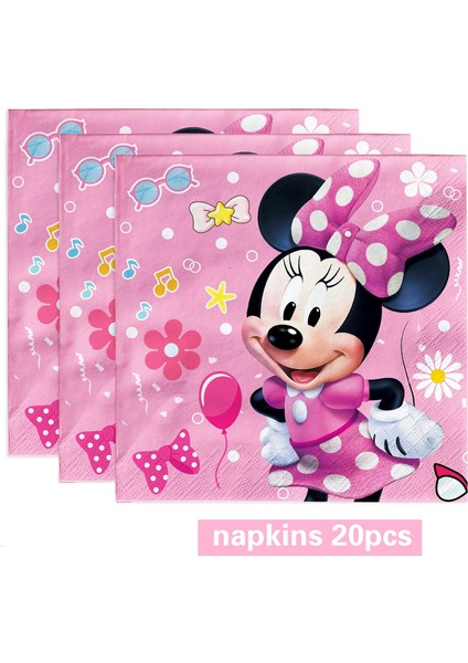 8 Adet Bayrak 8 Kişi Minnie Mouse Doğum Günü Partisi Malzemeleri Tek Kullanımlık Sofra Banner Masa Kapak Plakaları Kızlar Için Bebek Duş Dekorasyonu (Yurt Dışından)