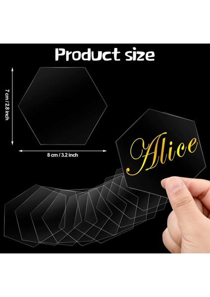10 cm 20 Adet 8 cm Altıgen Şeffaf Akrilik Levha Boş Kiremit Oturma Kartı Düğün Ziyafet Boş Isim Masa Numarası Kartı Çocuk Dıy Boyalı Kart (Yurt Dışından) fırsatları
