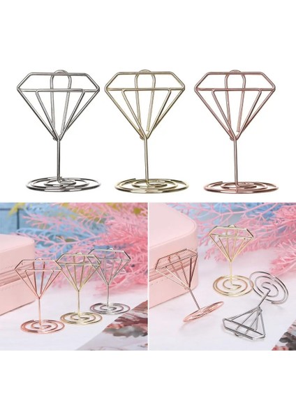 Silver-Type2-5pcs Moda Masaüstü Dekorasyon Kağıt Kelepçe Gül Altın Kalp Şekli Masa Numaraları Tutucu Yer Kartı Kelepçeleri Standı Fotoğraf Klipleri (Yurt Dışından) modelleri