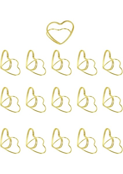 Altın 15 Adet/grup Metal Yer Kart Sahibinin Kalp Not Mesajı Fotoğraf Tutucu Masa Numarası Standı Düğün Masaüstü Dekorasyon Malzemeleri (Yurt Dışından)