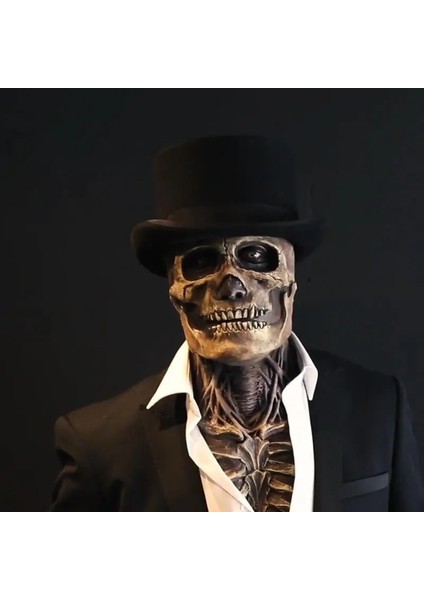 Şapka Korkunç Yürüyen Ölü Zombi Kafa Kafatası Ölüm Maskesi Lateks Ürpertici Cadılar Bayramı Kostüm Partisi Cosplay Korku Kanlı Sahne Yetişkin Tam Yüz (Yurt Dışından)