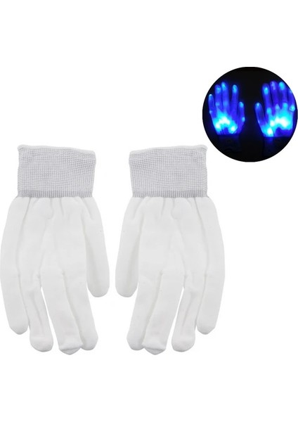 Mavi 1 Çift LED Işık Up El Parmak Eldiven Cadılar Bayramı Noel Kostüm Dans Dekor LED Eldiven Cadılar Bayramı El Dekor Festivali Aksesuarı (Yurt Dışından)