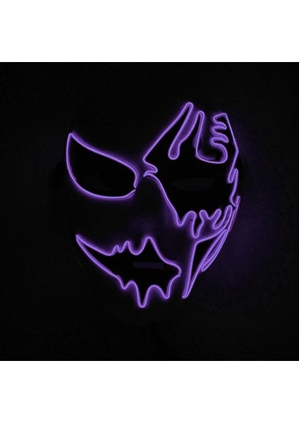 Mor Cadılar Bayramı Cosplay Parti El Neon Maske Light Up LED Maske Dj Parti Korkunç Maske Cadılar Bayramı Kostüm Dekorasyon Karanlıkta Glow (Yurt Dışından)