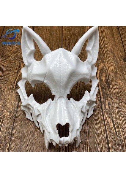 Beyaz Maske-C Cadılar Bayramı Şeytan Maskesi Karnaval Kurt Adam Kafatası Maskesi Korku Parti Sahne Cosplay Kostüm Anime Cosplay Maskeleri Cadılar Bayramı Yüz Şapkalar (Yurt Dışından)