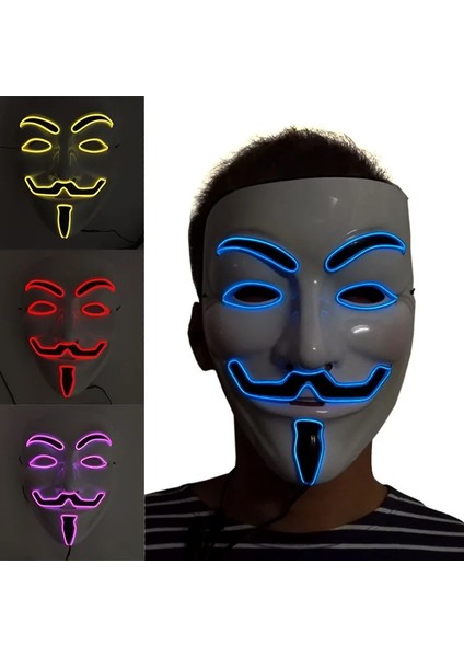 23 Sıcak Cadılar Bayramı Rave Aydınlık Film Tema Maskesi LED Işık Anonim Maske V Vendetta Cosplay Parti Parlayan Tam Yüz Maskesi (Yurt Dışından) fırsatları