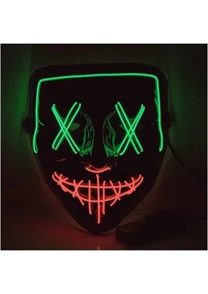 Greenred Cadılar Bayramı Maskesi Karışık Renkli LED Maske Parti Maskesi Masquerade Maskeleri Neon Maske Karanlıkta Işık Glow Korku Maskesi Parlayan Masker (Yurt Dışından)