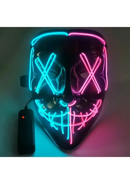 Greenred Cadılar Bayramı Maskesi Karışık Renkli LED Maske Parti Maskesi Masquerade Maskeleri Neon Maske Karanlıkta Işık Glow Korku Maskesi Parlayan Masker (Yurt Dışından)