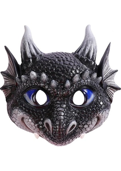 Siyah Dino Çocuk Dino Parti Maskesi Cosplay Sevimli Hayvan Ejderha Pu Masques Cadılar Bayramı Masquerade Çocuk Doğum Günü Hediyeleri Ev Dekor (Yurt Dışından)