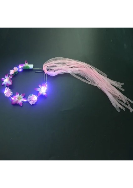 Mor Kafa Bandı Glow LED Işık Up Hawaii Hula Luau Çiçek Leis Garland Kolye Çelenk Düğün Doğum Günü Glow Parti Dekorasyon Hediye Cadılar Bayramı (Yurt Dışından)