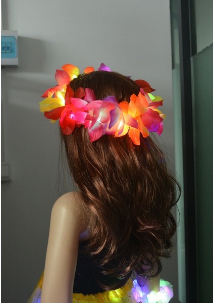 Mor Kafa Bandı Glow LED Işık Up Hawaii Hula Luau Çiçek Leis Garland Kolye Çelenk Düğün Doğum Günü Glow Parti Dekorasyon Hediye Cadılar Bayramı (Yurt Dışından)