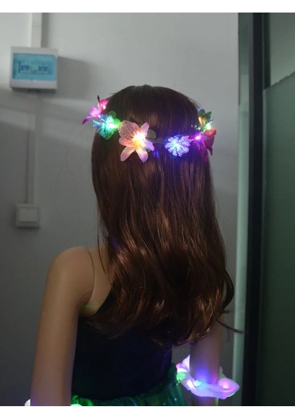 Mor Kafa Bandı Glow LED Işık Up Hawaii Hula Luau Çiçek Leis Garland Kolye Çelenk Düğün Doğum Günü Glow Parti Dekorasyon Hediye Cadılar Bayramı (Yurt Dışından)