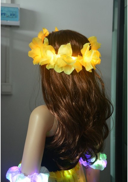 Mor Kafa Bandı Glow LED Işık Up Hawaii Hula Luau Çiçek Leis Garland Kolye Çelenk Düğün Doğum Günü Glow Parti Dekorasyon Hediye Cadılar Bayramı (Yurt Dışından)
