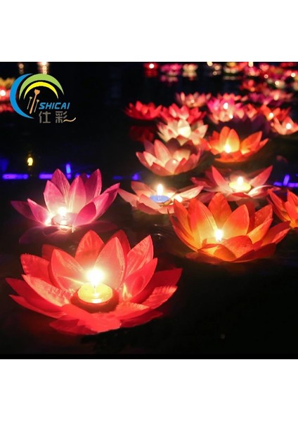 LED Romanti ile Mavi Sevgililer Günü Hediyesi Lotus Dileğiyle Lamba Adak Mum Yüzen Doğum Günü Mumu LED Lamba Su Fener Düğün Dekorasyon (Yurt Dışından)
