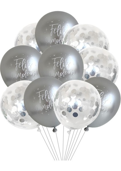 Şeftali Çiçeği 10 Adet 12 Inç Krom Metalik Lateks Balonlar Mutlu Yıllar Baskılı Desen Balon Helyum Metal Globos Doğum Günü Partisi Süslemeleri (Yurt Dışından)