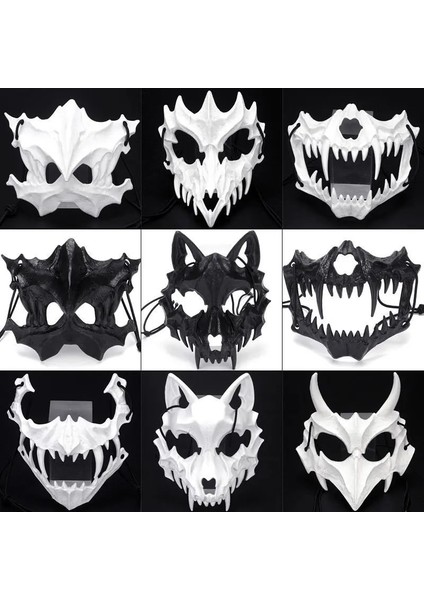Beyaz C Japon Anime Ejderha Tanrı Yarım Yüz Maskesi Cosplay Hayvan Maskesi Unisex Cadılar Bayramı Masquerade Karnaval Parti Sahne (Yurt Dışından) fiyatları