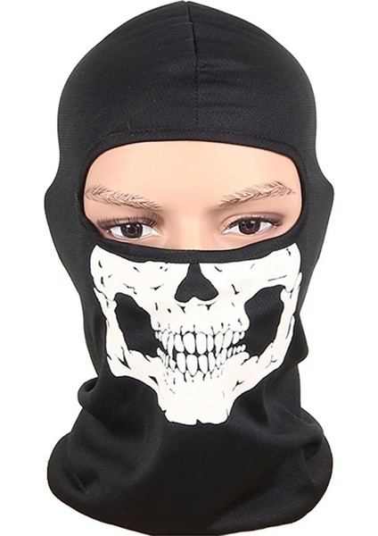 Siyah Hayaletler Kafatası Tam Yüz Maskesi, Rüzgar Geçirmez Kayak Maskesi Motosiklet Yüz Erkekler Kadınlar Için Taktik Balaclava Hood Cadılar Bayramı Cosplay (Yurt Dışından) modelleri