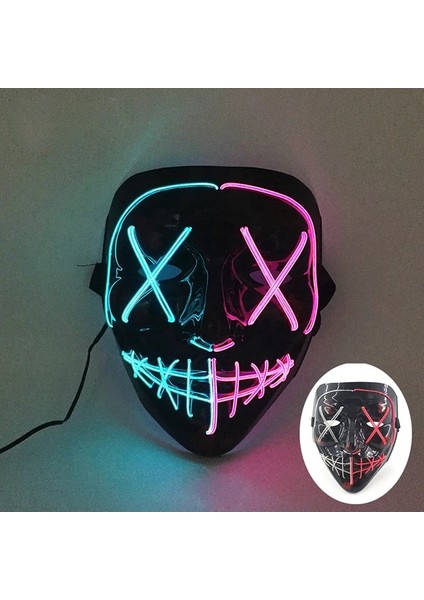 Maske 01 Parlayan Cosplay El Tel Neon Maske Korkunç Kafatası Masquerade Aydınlık Karnaval Şenlikli Parti Malzemeleri Cadılar Bayramı Için LED Tasfiye Maskesi (Yurt Dışından)