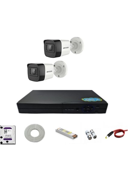 2 Kameralı 2 Tb Hdd'li Yapay Zekalı Hikvision Güvenlik Kamera Sistemi