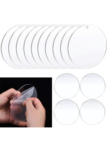 Delikli 7.5 cm 50 Adet 5/7.5/10/15 cm Şeffaf Akrilik Daire Boş Levha Yuvarlak Akrilik Diskler Sanat Projesi Boyama Çocuklar Dıy Zanaat 2mm Kalın Ev Dekor (Yurt Dışından)